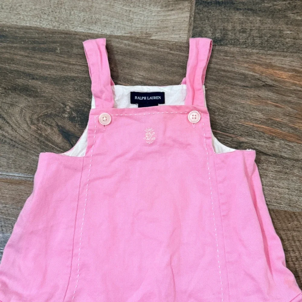 Ralph Lauren Kids Twill Pleated Pinafore Dress(Black Label), Pink, 18M